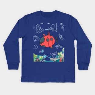 Submarine in the Ocean Kids Long Sleeve T-Shirt